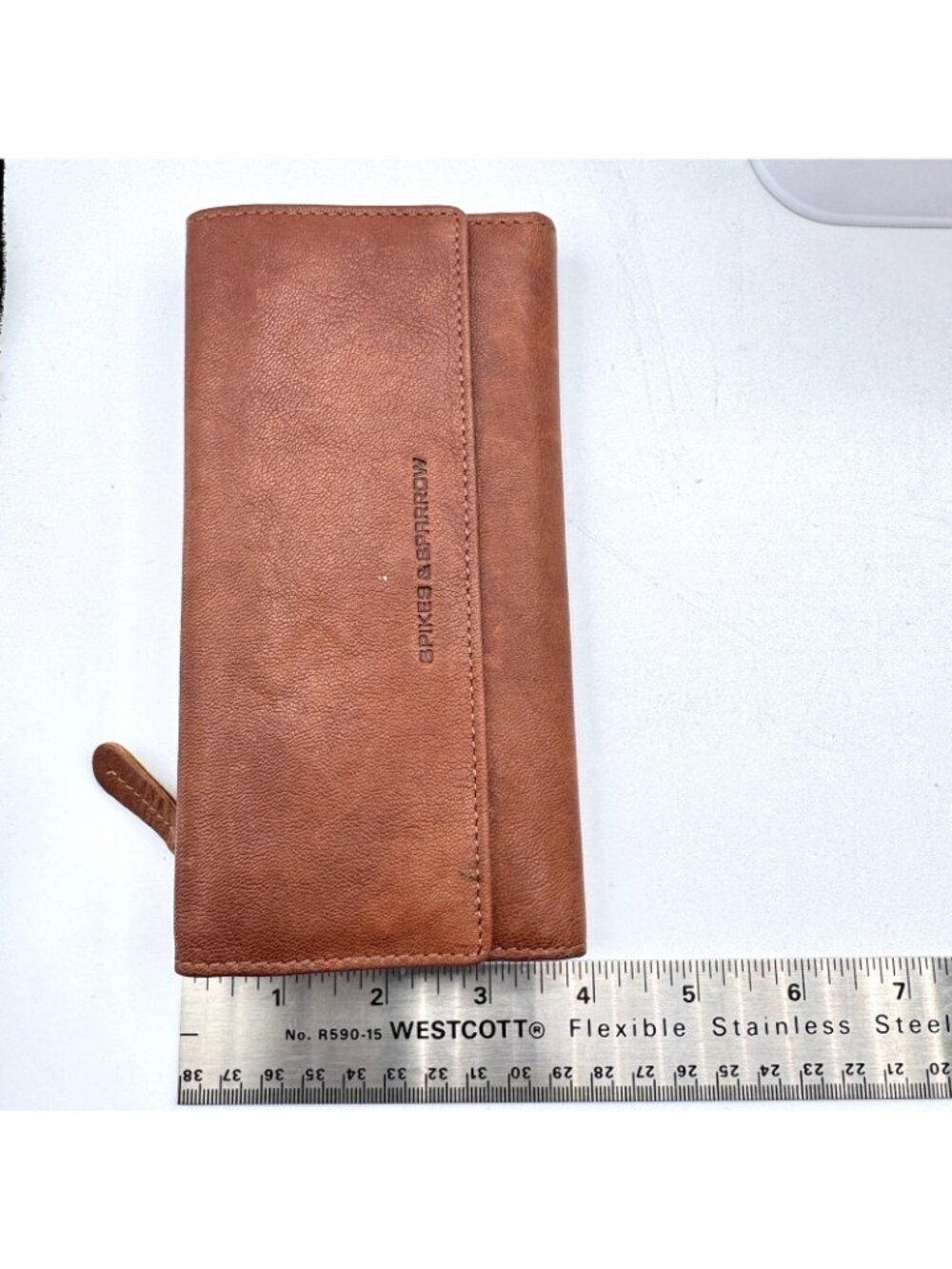 Spikes & Sparrow Genuine Leather Camel Color Wallet Tri-Fold RFID CC Protection - Picture 15 of 16